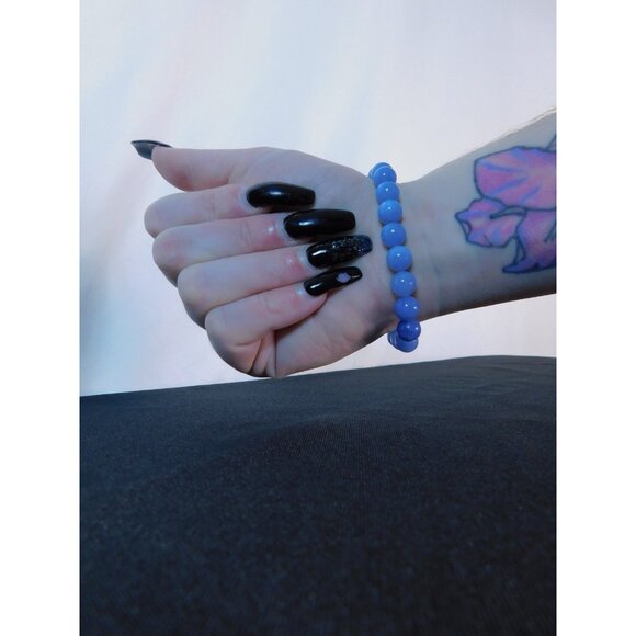 Aquamarine Bead Bracelet Stretch Calming Stone Meditation Cleansing Serenity Yog - Picture 12 of 12